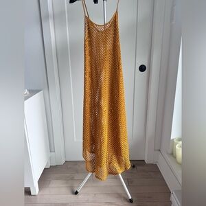 Elegant yellow Crochet maxi dress/swim cover up Zara
